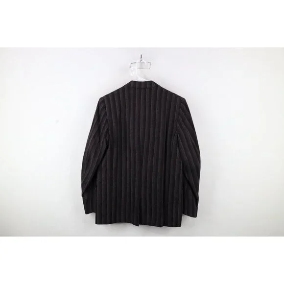 Vintage 50s 60s Rockabilly Mens 40R Wool Striped Blazer Suit Coat Jacket USA - Picture 12 of 14